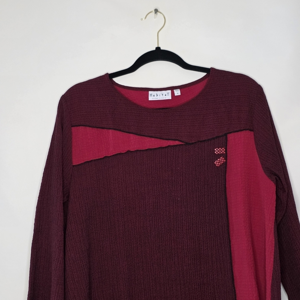 Habitat Colorblocked Oversized Top Size Small 3/4 Sleeves Lagenlook Shirt - Picture 3 of 14